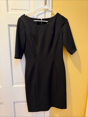 Tahari  Black Sheath Dress - Elegant Short Sleeve, size 8